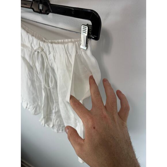 Joslin Studio Linen Shorts White Drawstring Waist Ruffle Trim Size 8 (US Size 4) - Picture 12 of 13